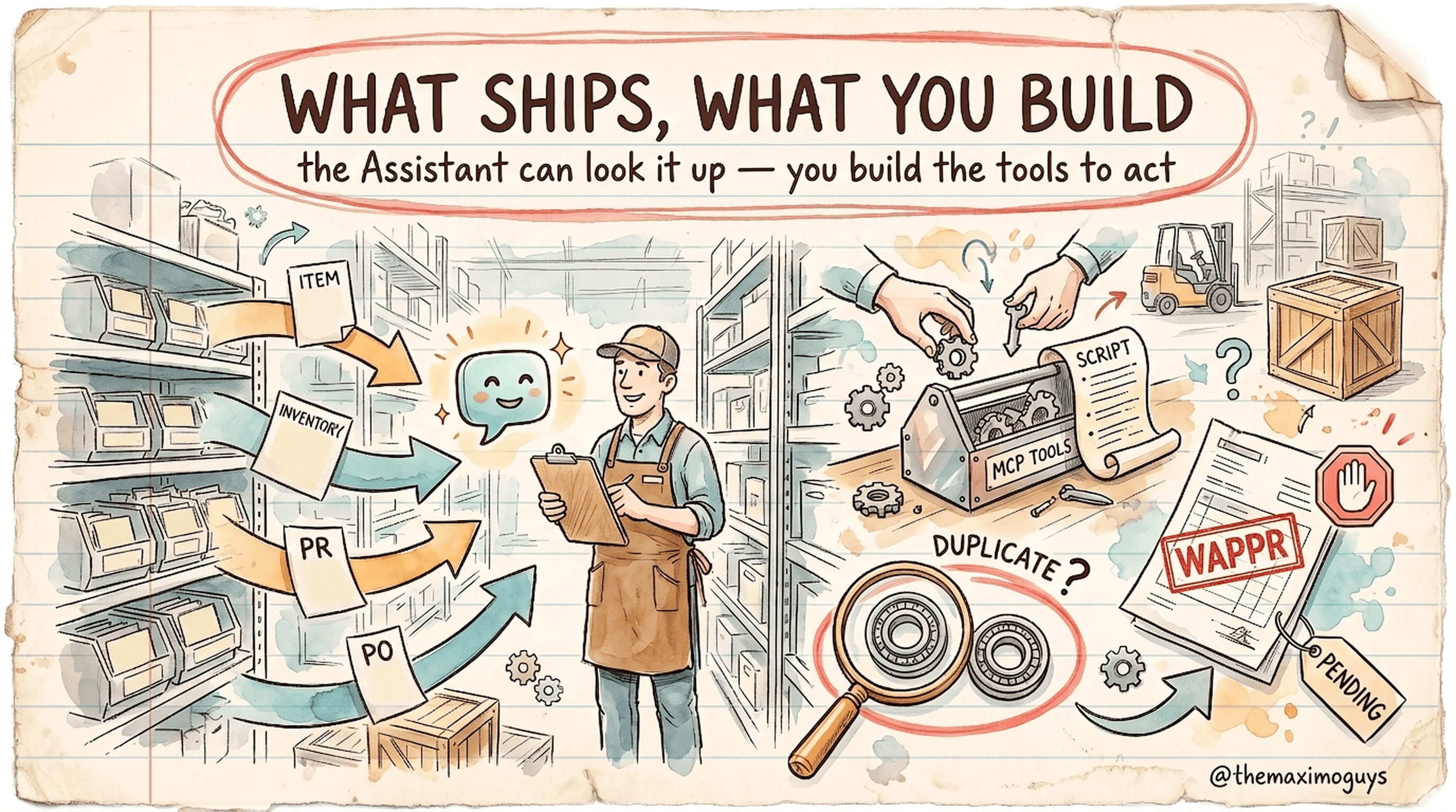 Maximo Assistant for Supply Chain: New Items, Purchase Requisitions and Duplicate-Item Detection — What Ships and What You Build